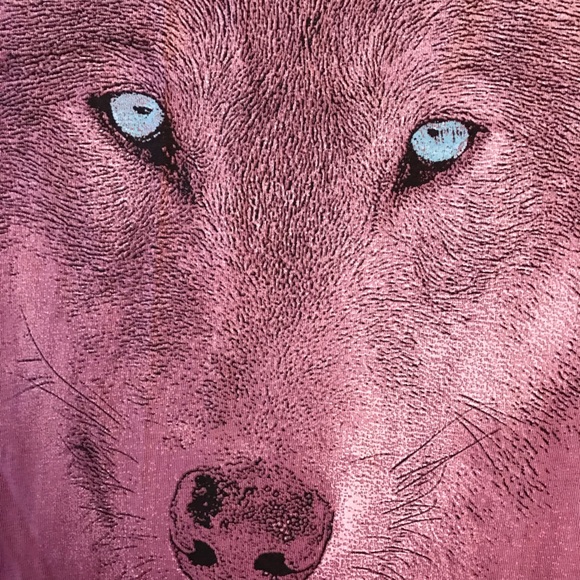 Alaska Wolf Graphic Tee Womens Size Medium Ombre Pink Dye V Neck Short Sleeve - Picture 4 of 8